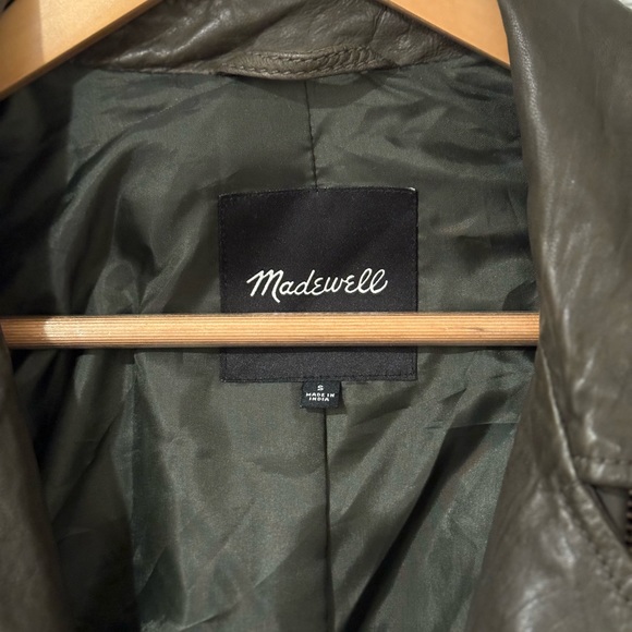 Madewell | Washed Leather Oversized Motorcycle Jacket: Dark Fatigue S - Picture 10 of 10